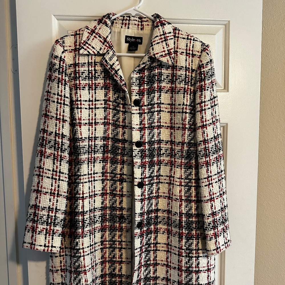 Style & Co Tweed Overcoat
